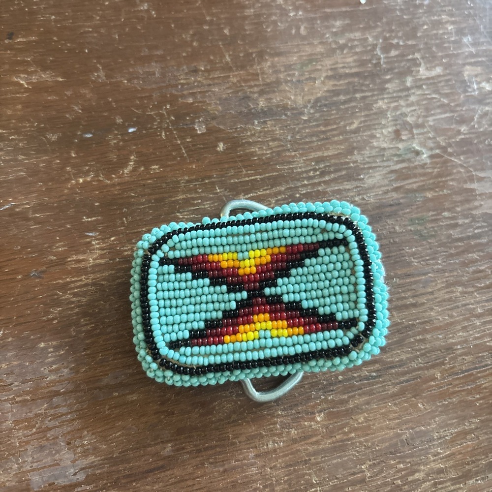 Native American Indian Southwestern Tribal Turquoise Beaded Belt Buckle